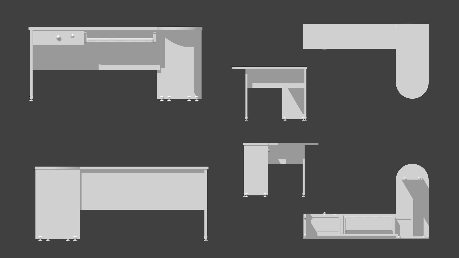 Office Desk model Low-poly 3D model_12