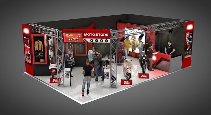 moto store exhibition stand 3D model