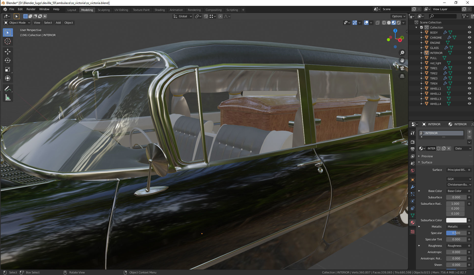 Cadillac Hearse Space Wagon Victoria SS 1959 3D model_3