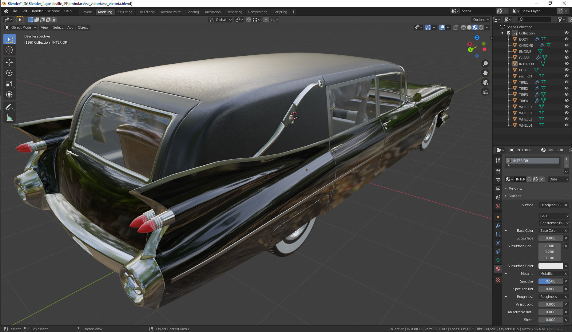 Cadillac Hearse Space Wagon Victoria SS 1959 3D model_5