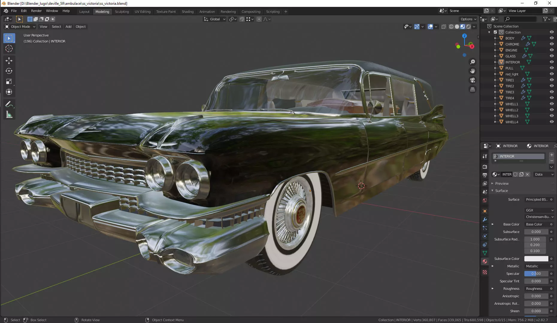Cadillac Hearse Space Wagon Victoria SS 1959 3D model_0
