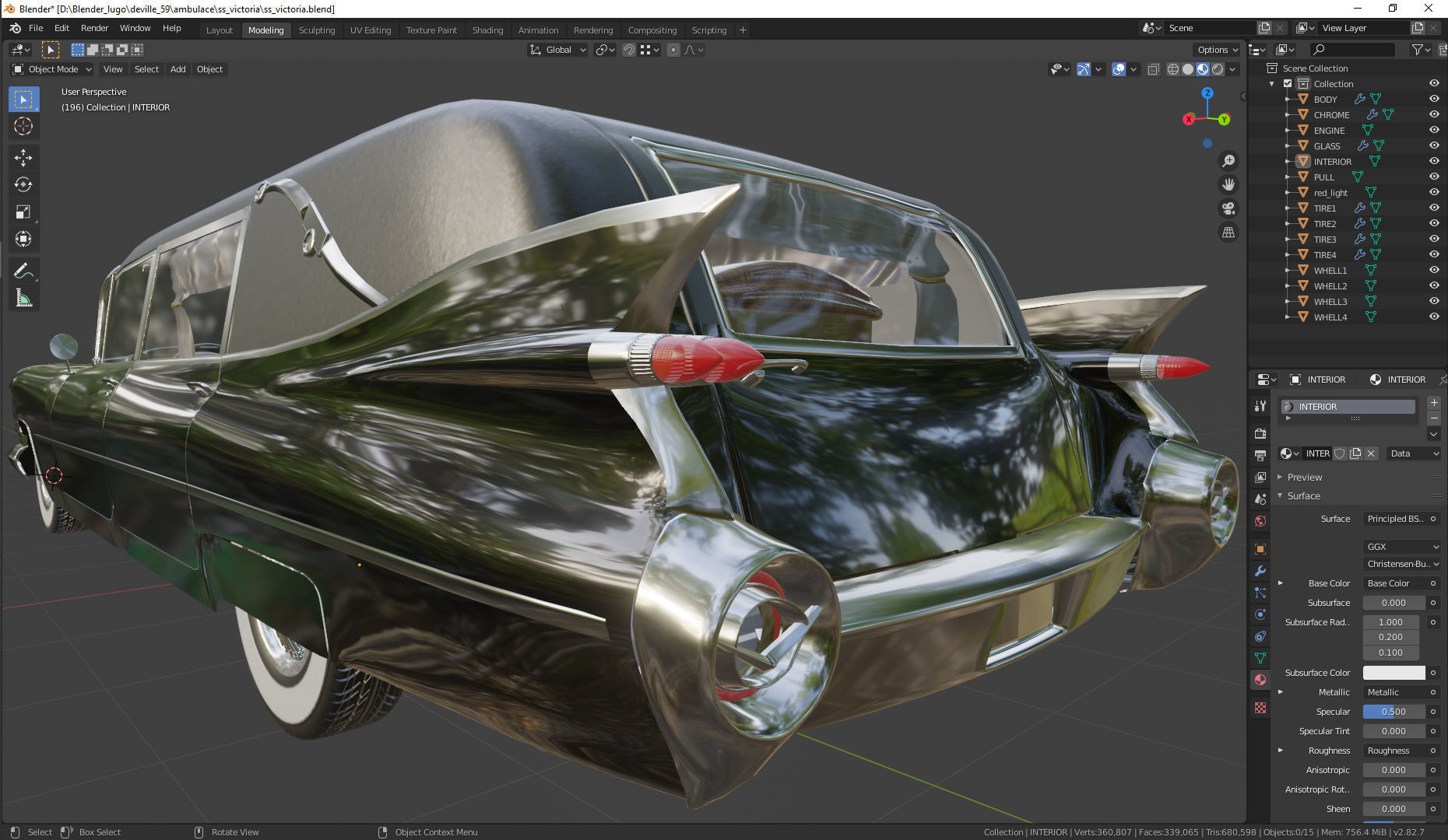 Cadillac Hearse Space Wagon Victoria SS 1959 3D model_4