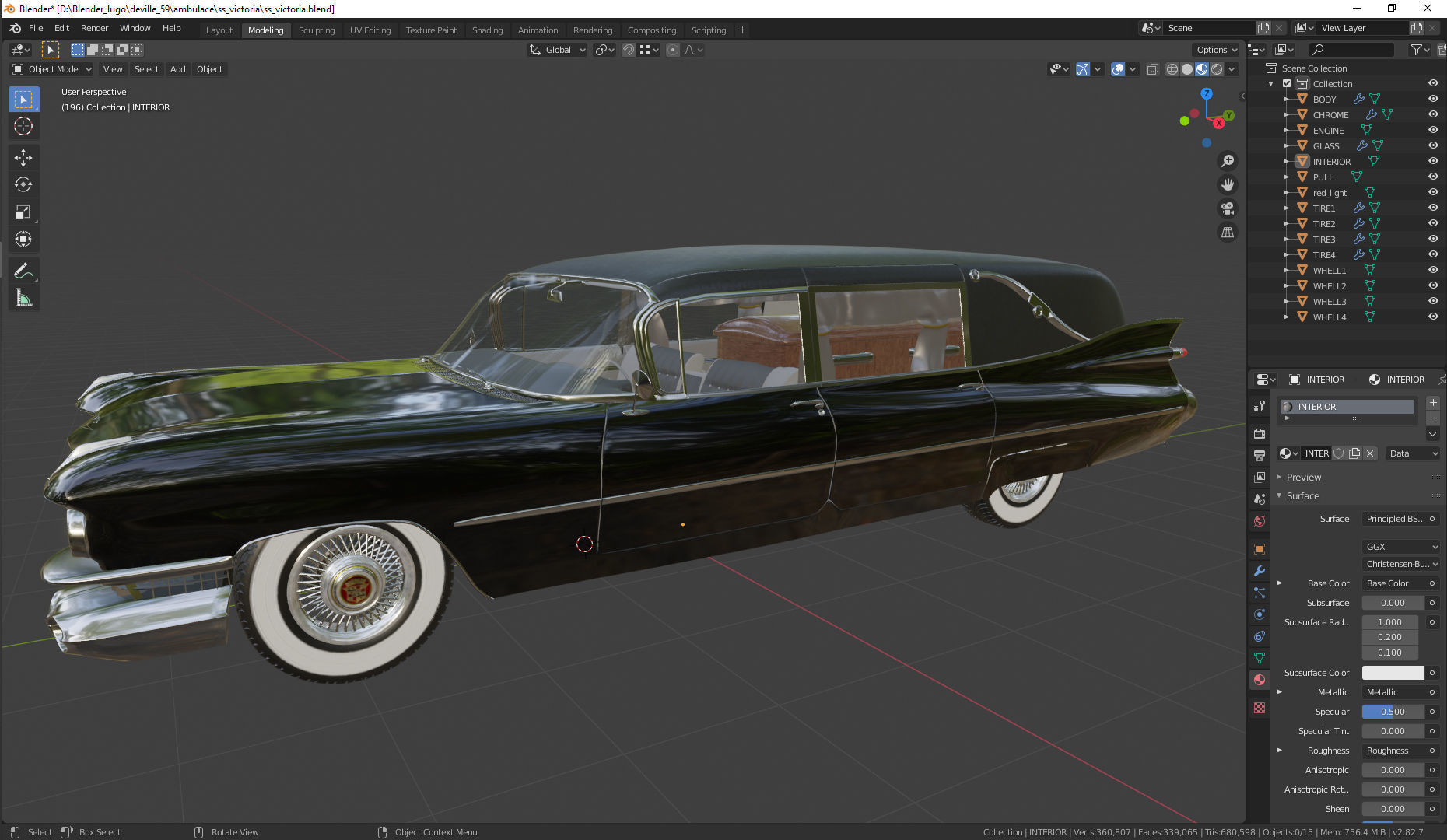 Cadillac Hearse Space Wagon Victoria SS 1959 3D model_2