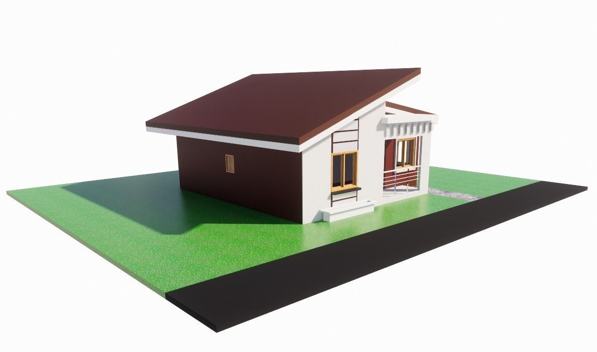 Sloped Roof Private House 3D model_1