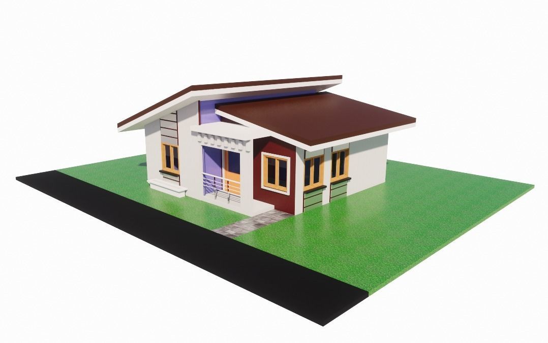 Sloped Roof Private House 3D model_2