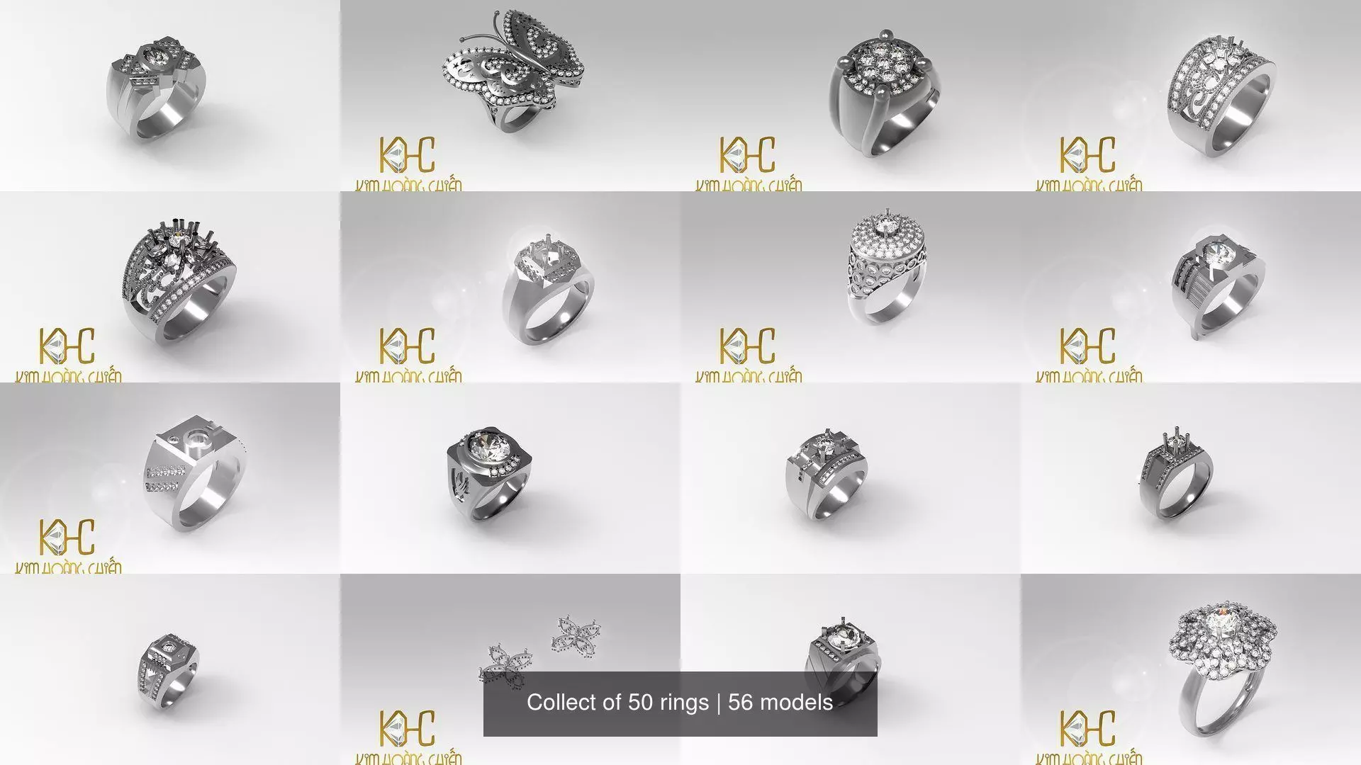 Collect of 50 rings 3D Model Collection_1