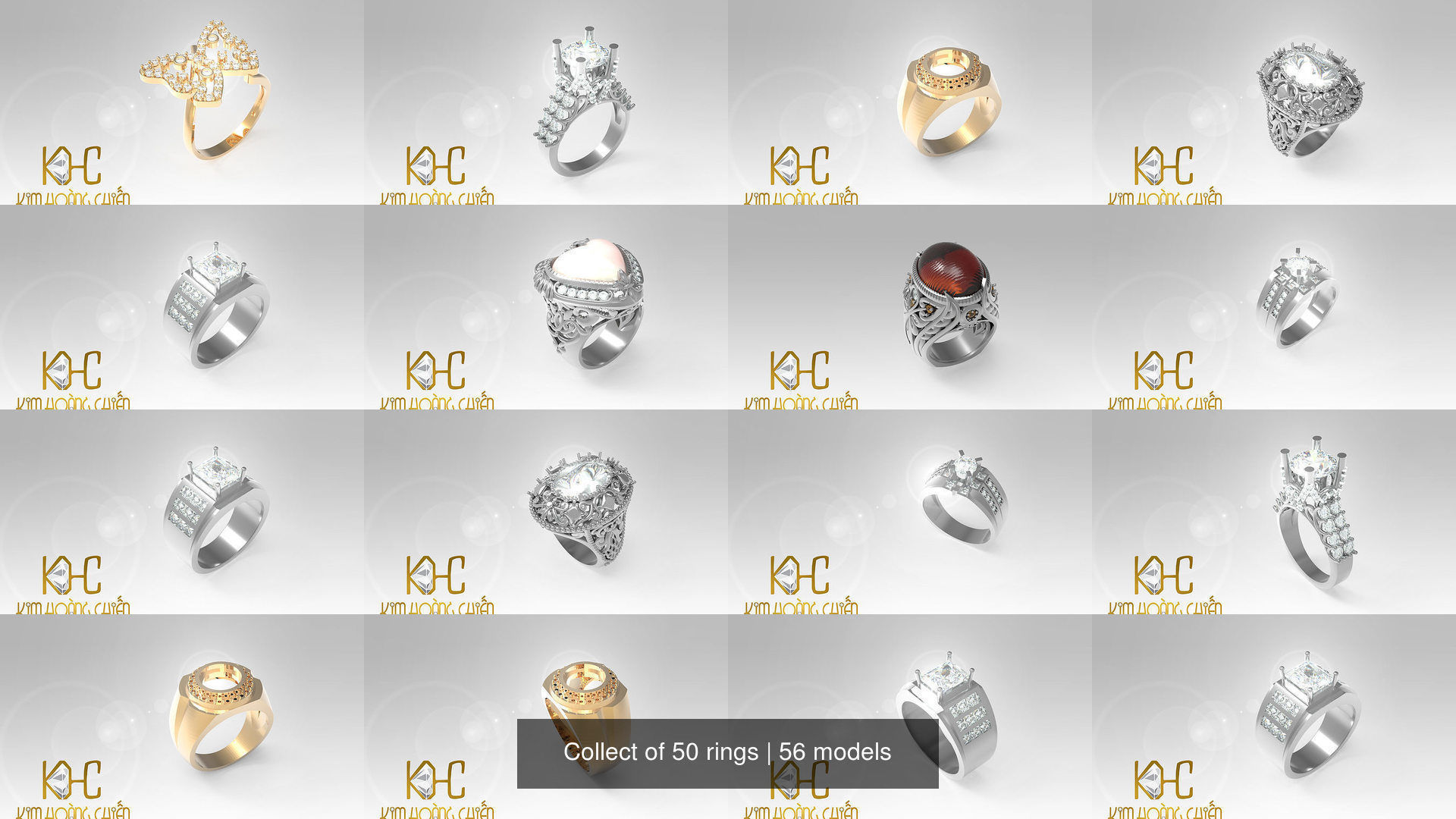 Collect of 50 rings 3D Model Collection_9