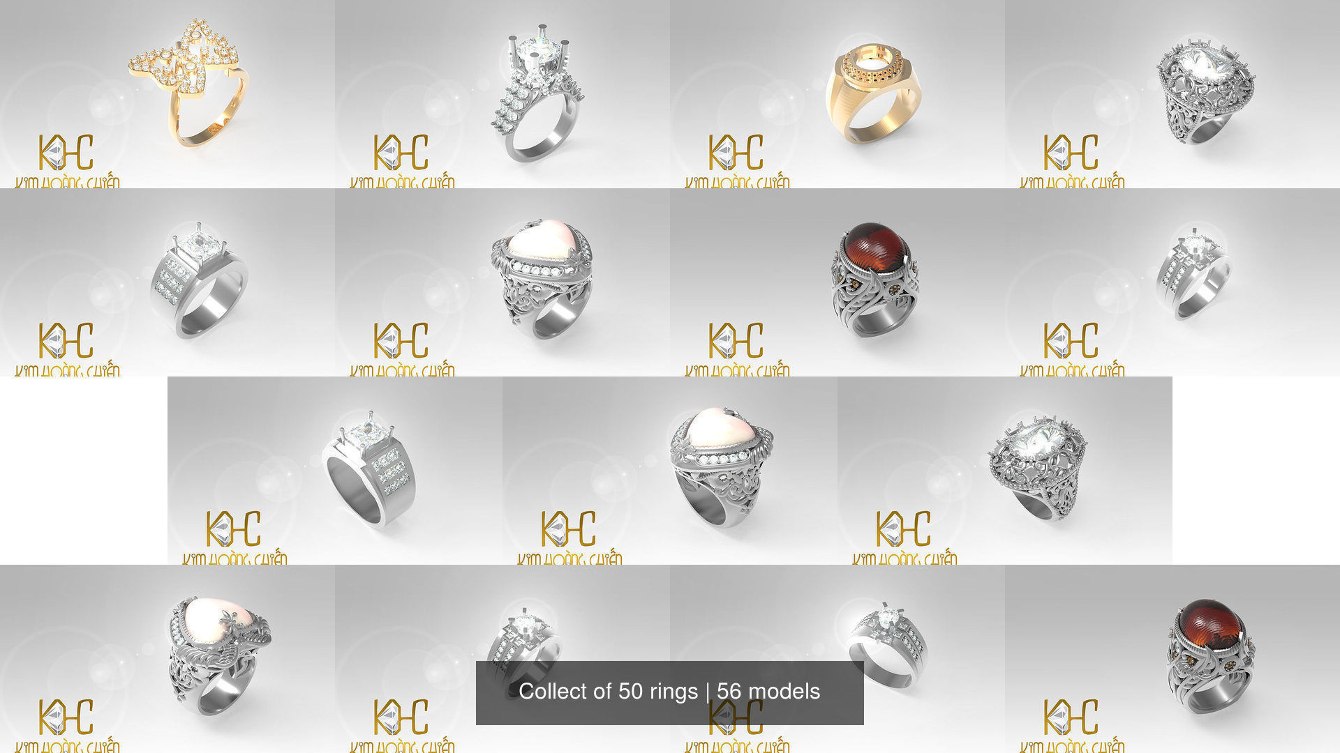 Collect of 50 rings 3D Model Collection_6