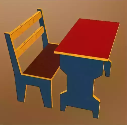 kids table chair 5 Low-poly 3D model