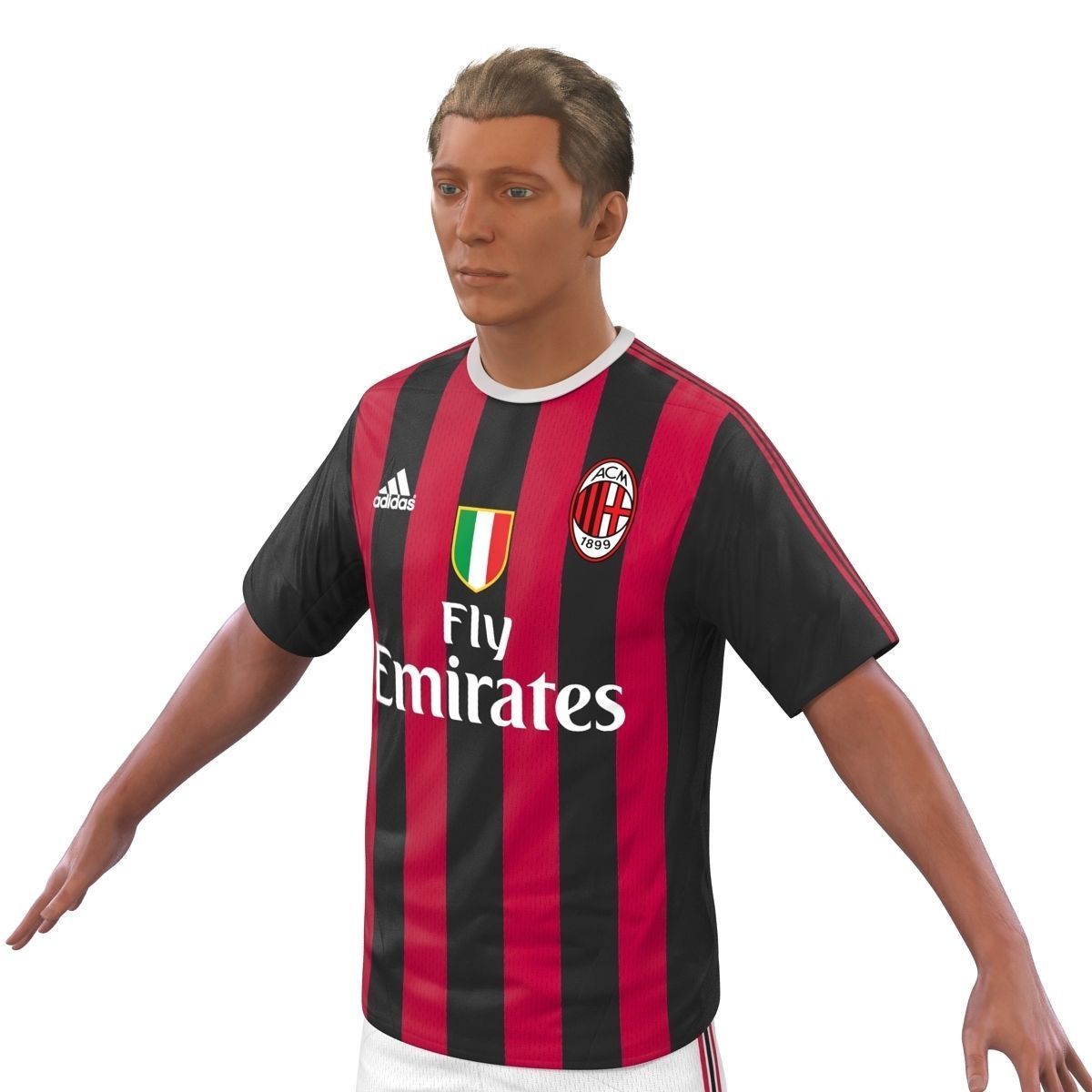 Soccer Player Milan with Hair 3D model_11