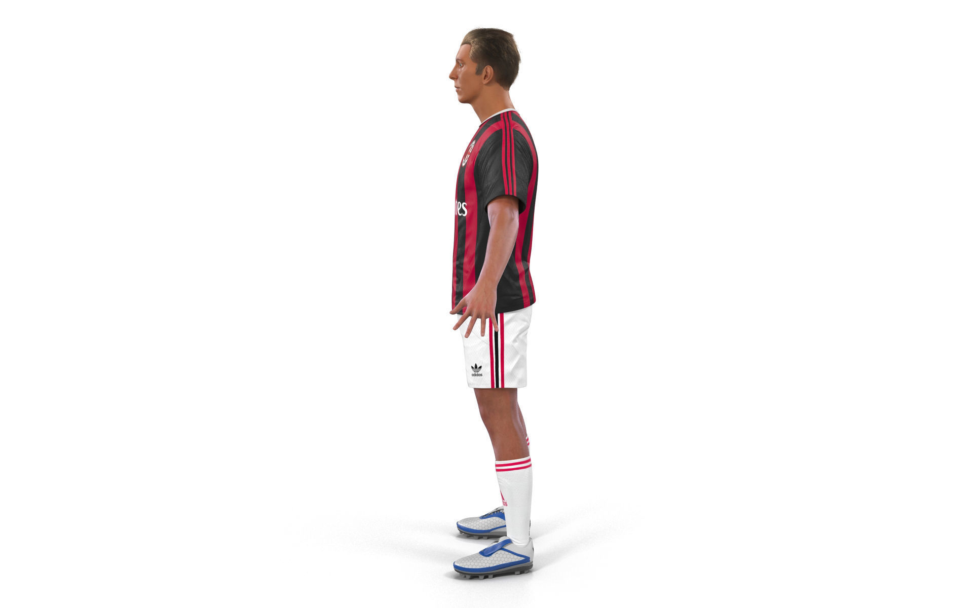 Soccer Player Milan with Hair 3D model_6