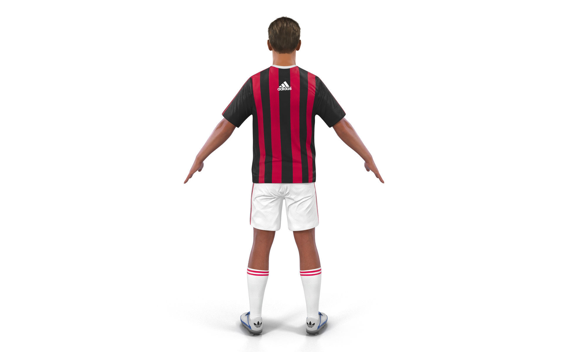 Soccer Player Milan with Hair 3D model_4
