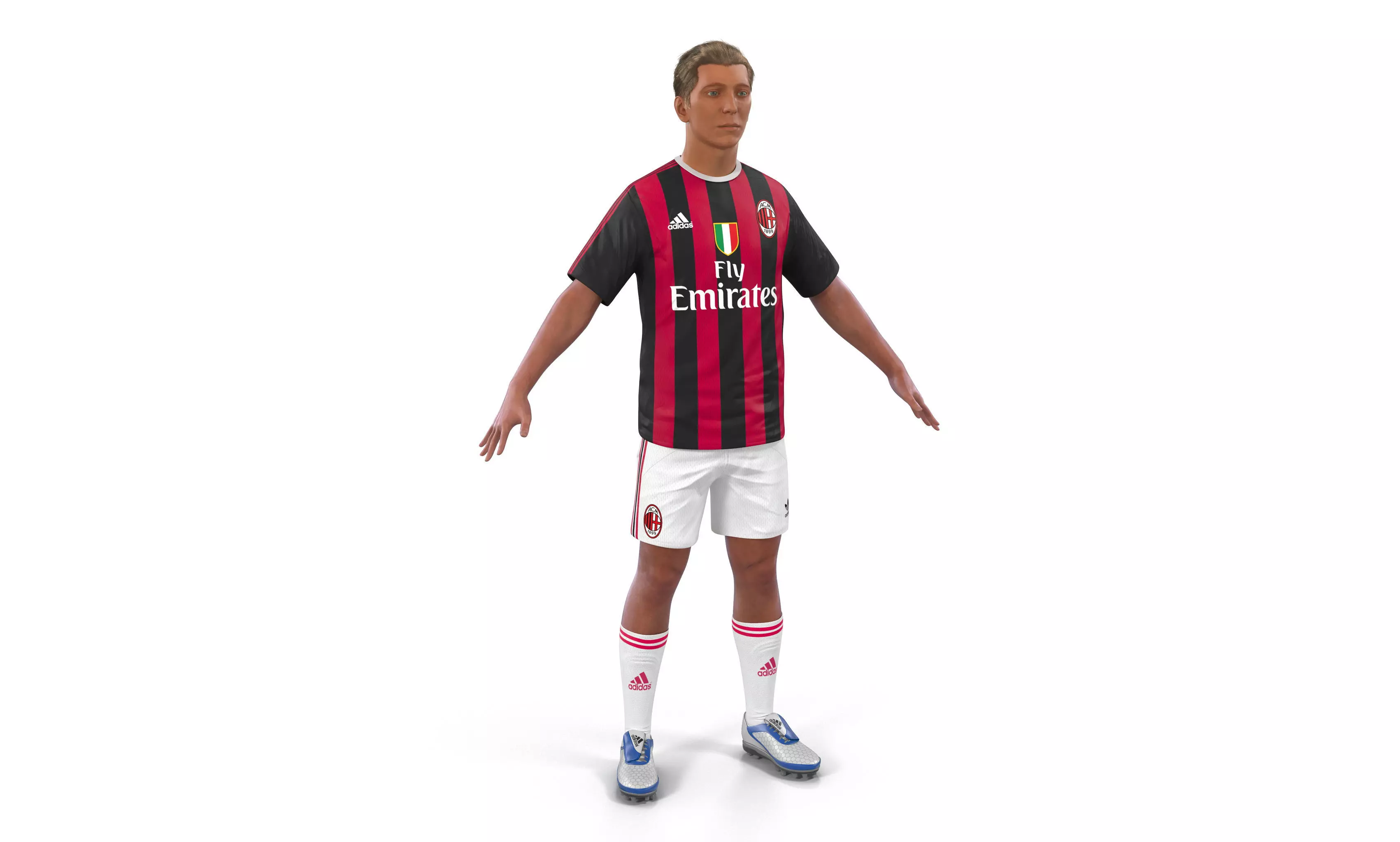 Soccer Player Milan with Hair 3D model_0