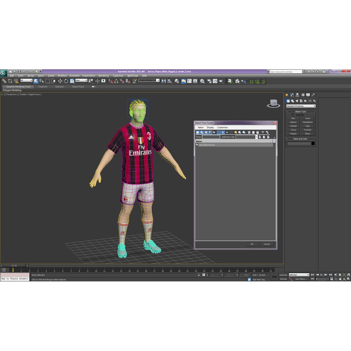 Soccer Player Milan with Hair 3D model_30
