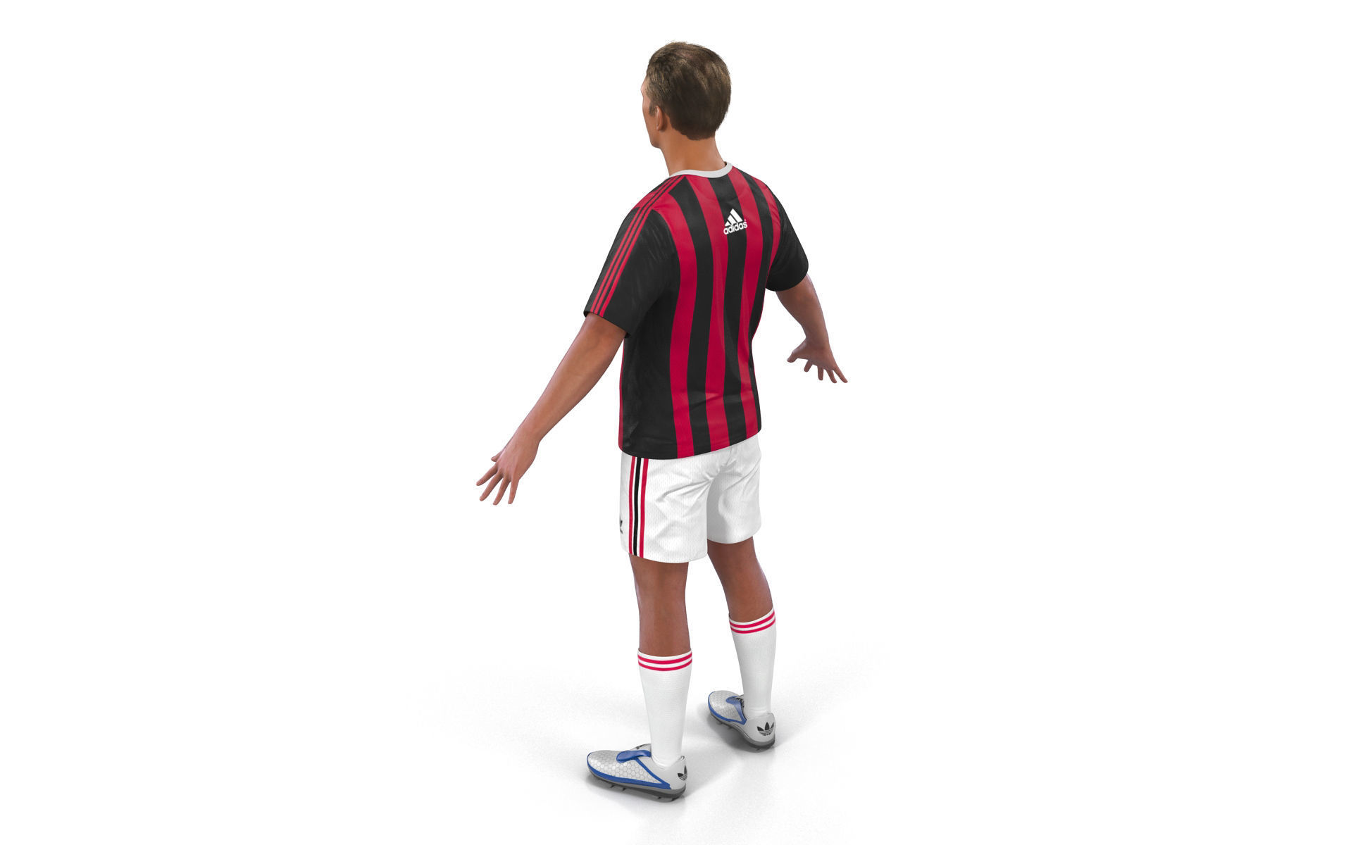 Soccer Player Milan with Hair 3D model_5