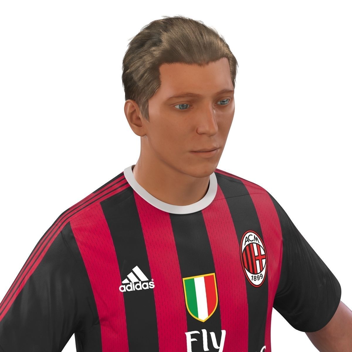 Soccer Player Milan with Hair 3D model_19
