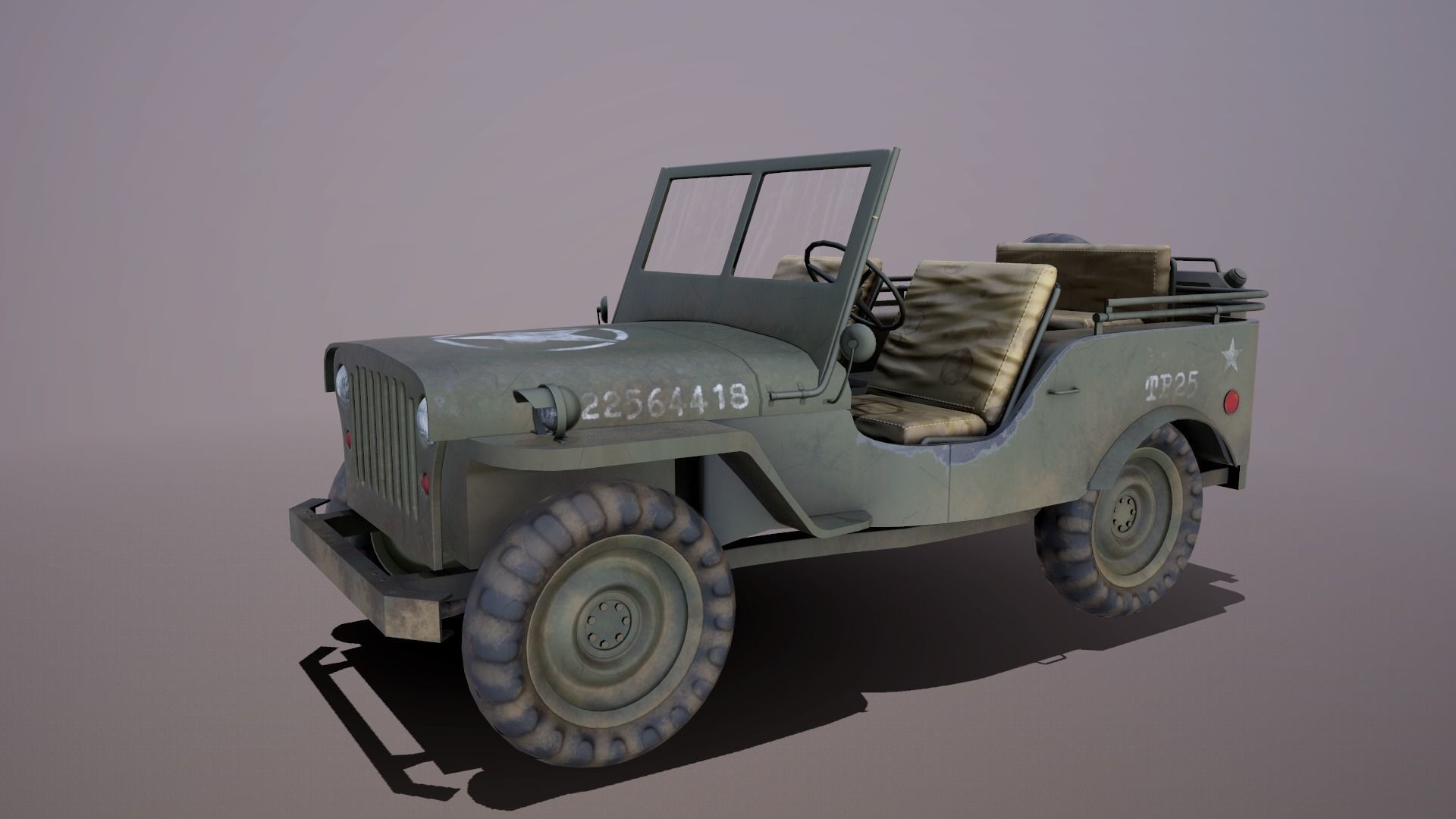 Willys Jeep Low-poly 3D model_2