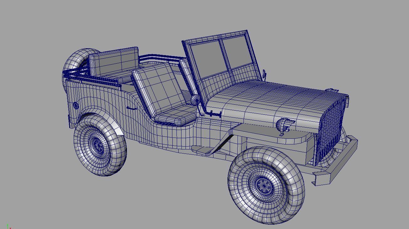 Willys Jeep Low-poly 3D model_3