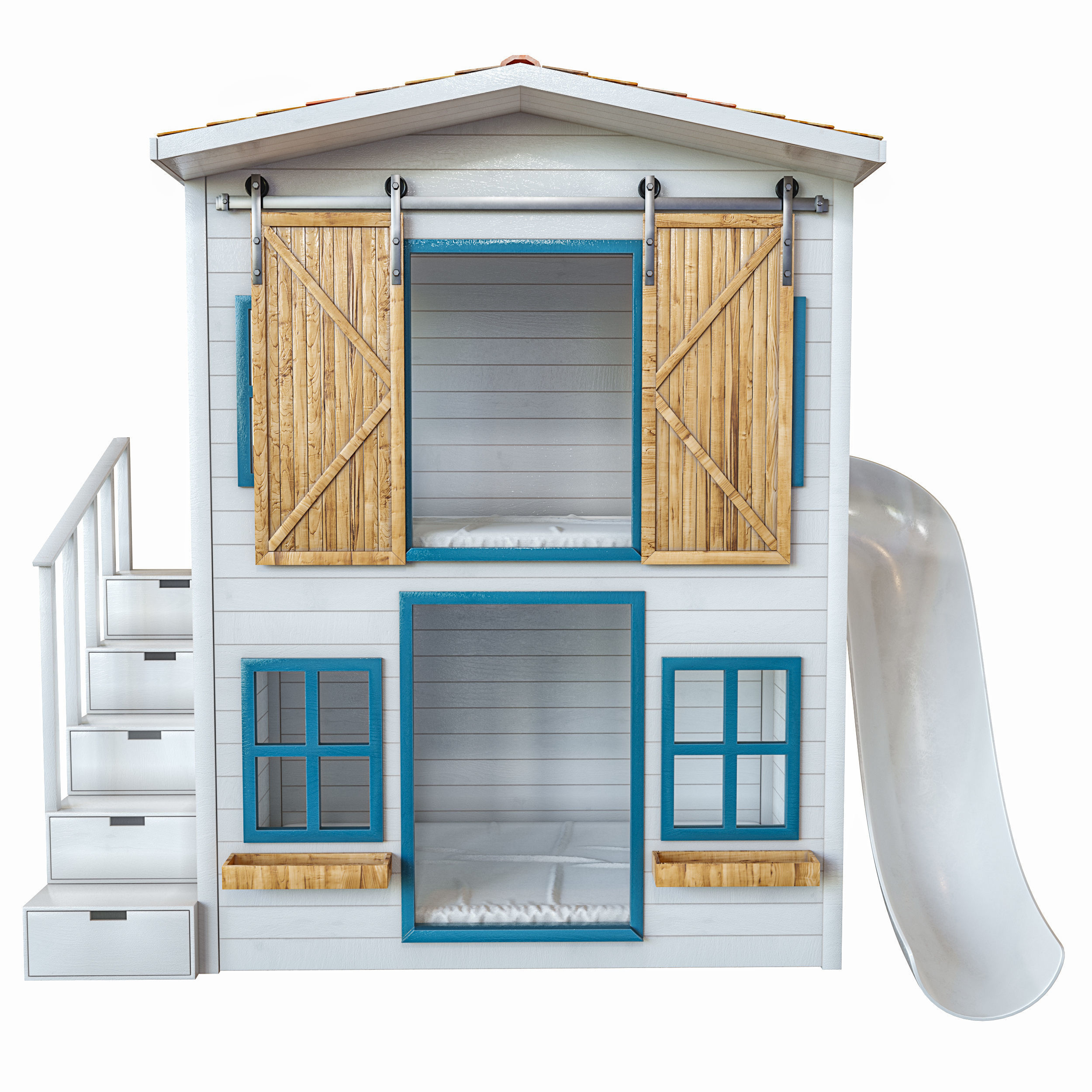 PlayHouse bunk bed with stairs 3D model_1