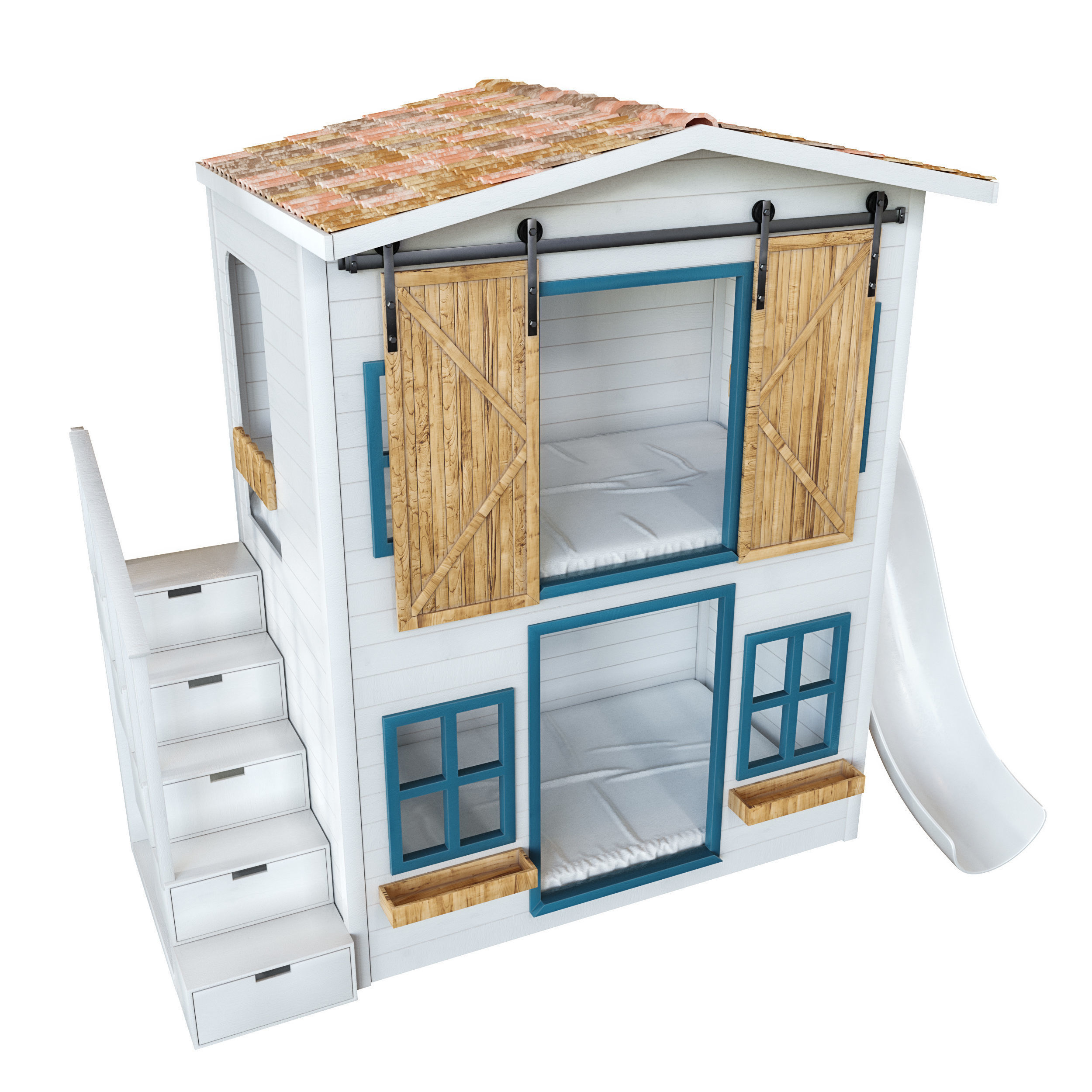 PlayHouse bunk bed with stairs 3D model_3