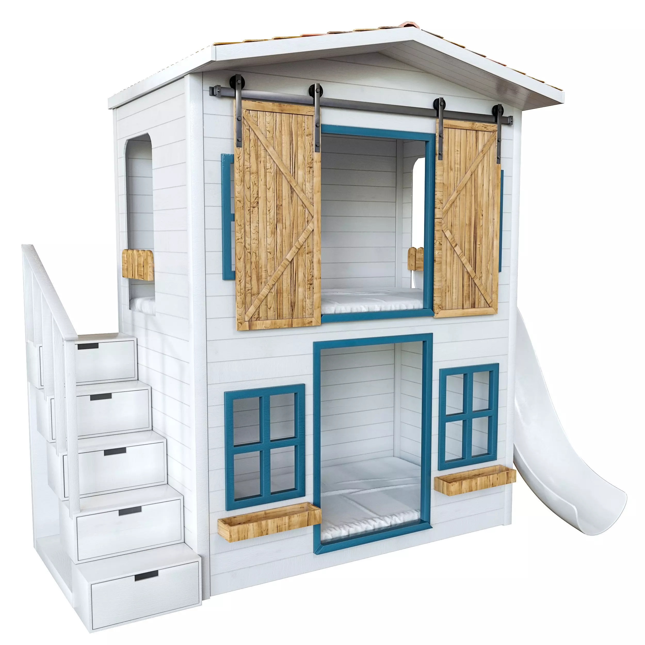 PlayHouse bunk bed with stairs 3D model_0