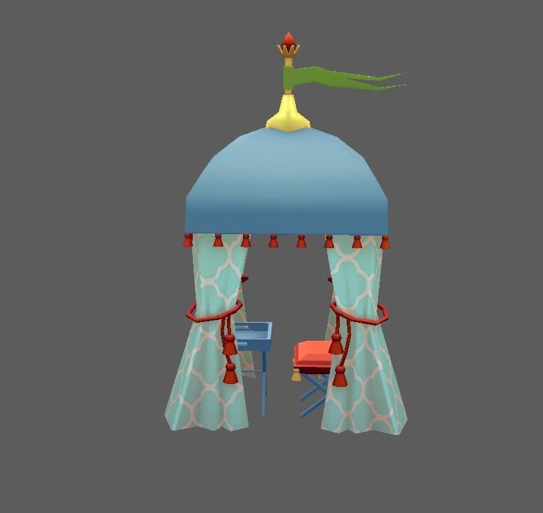 Stylized Cartoon Beach Tents set Low-poly 3D model_2