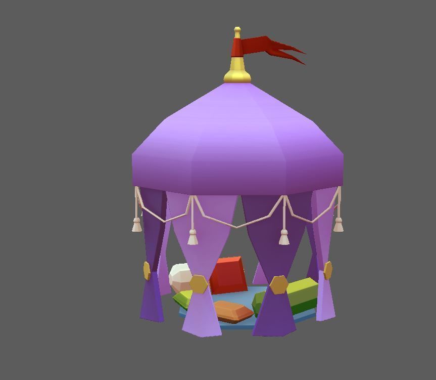 Stylized Cartoon Beach Tents set Low-poly 3D model_3
