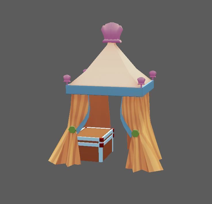 Stylized Cartoon Beach Tents set Low-poly 3D model_5