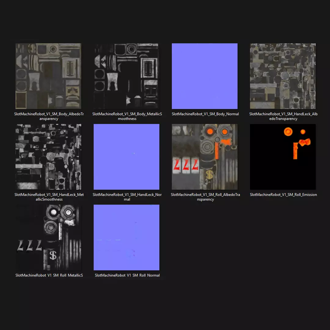 Slot machine robot Low-poly 3D model_8