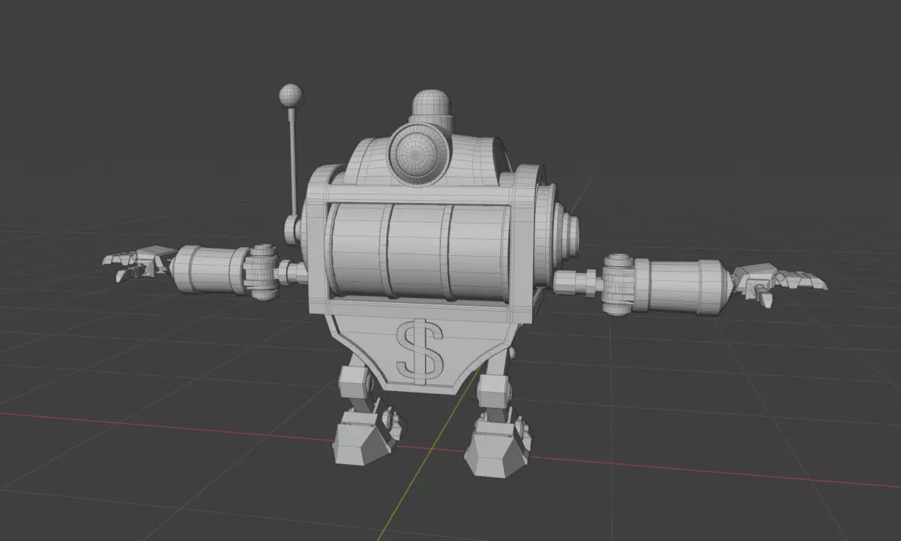 Slot machine robot Low-poly 3D model_6