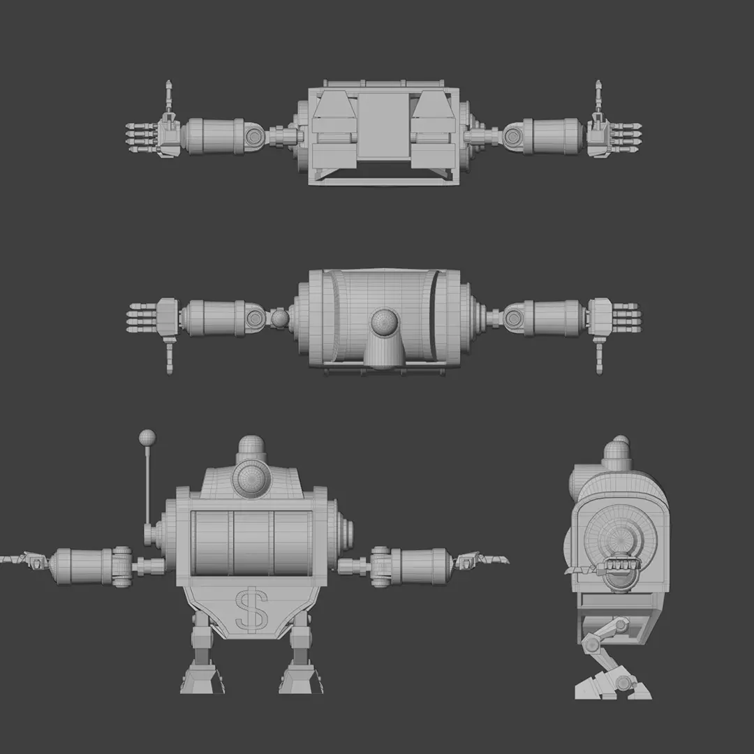 Slot machine robot Low-poly 3D model_7