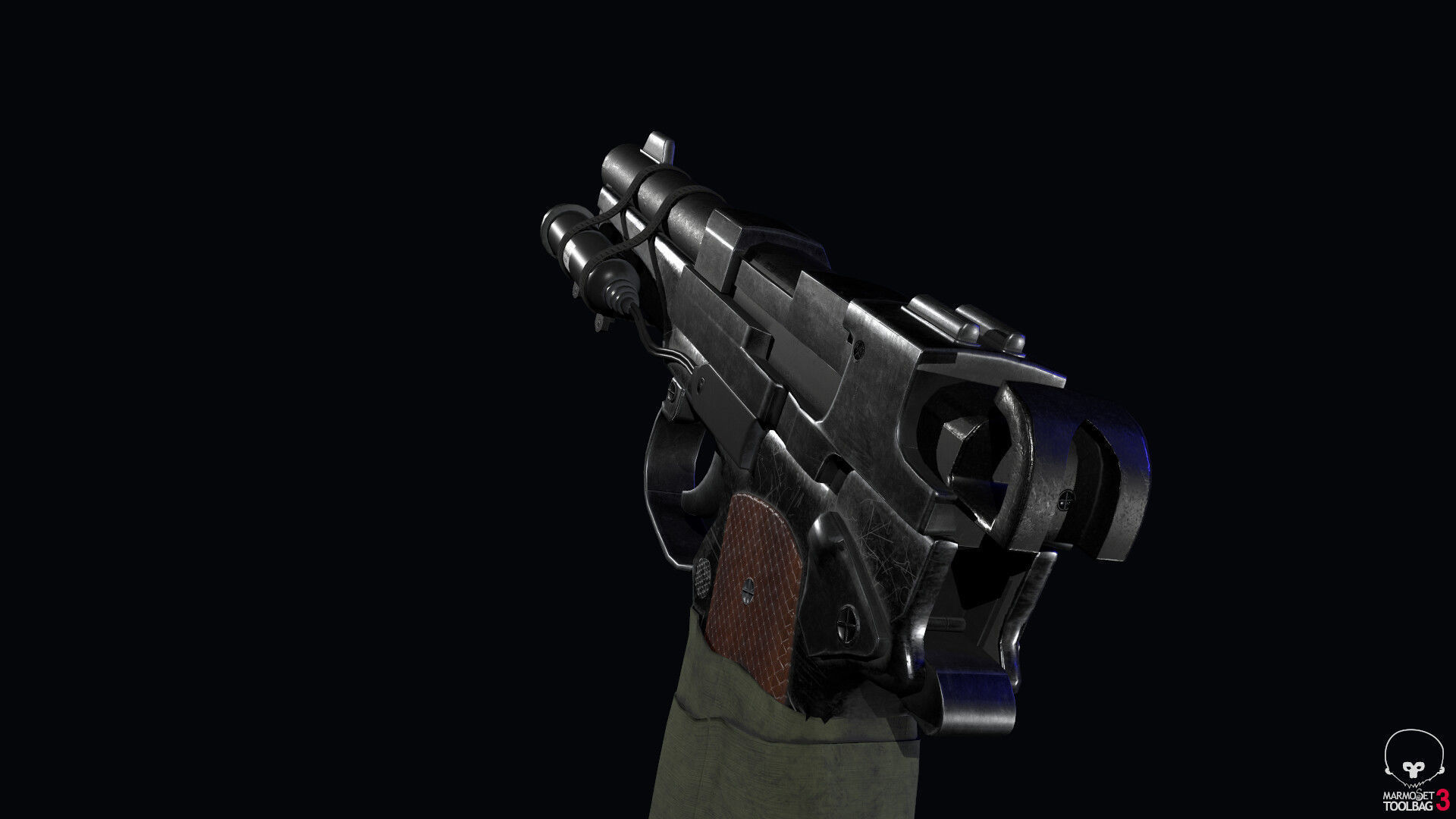 post apocalyptic 9mm pistol Low-poly 3D model_2