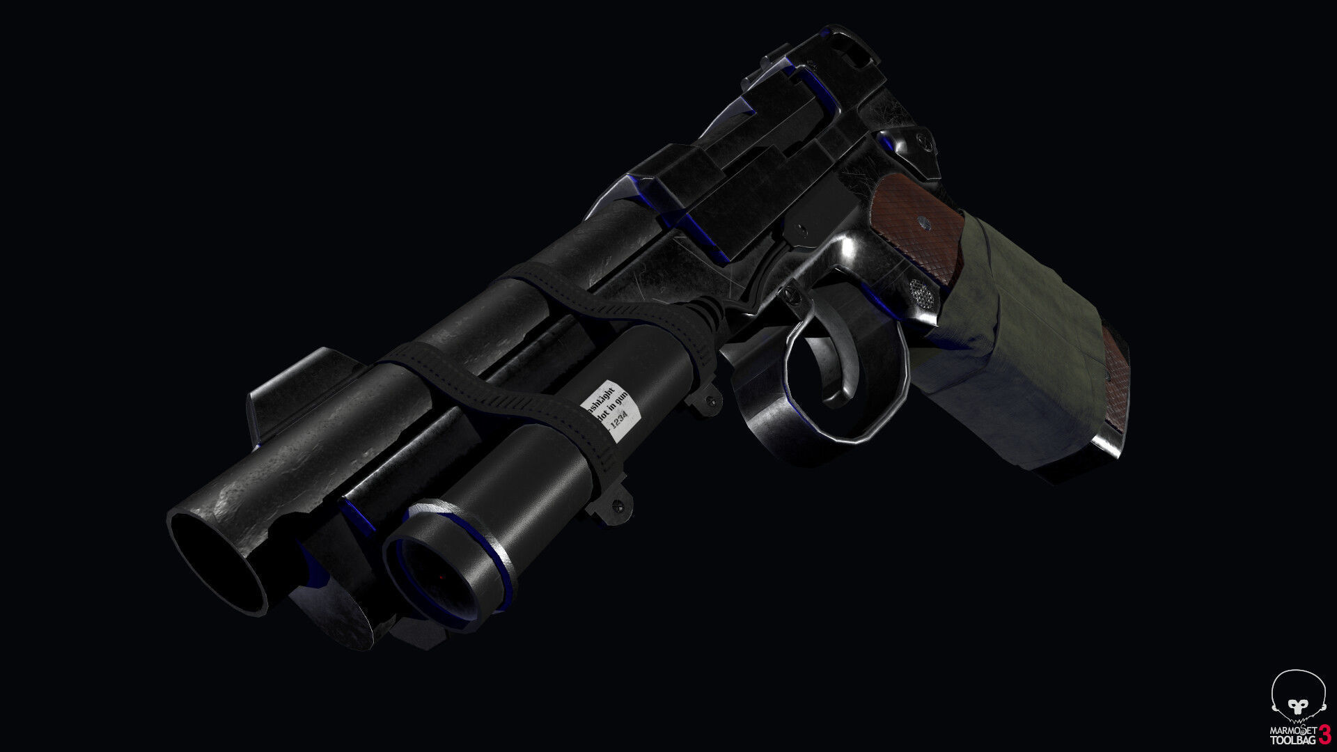 post apocalyptic 9mm pistol Low-poly 3D model_3