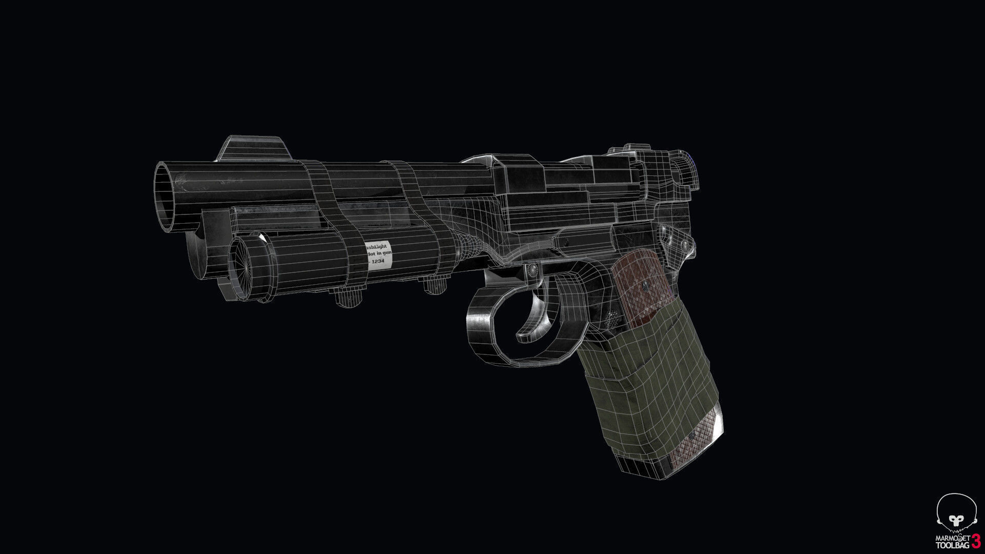 post apocalyptic 9mm pistol Low-poly 3D model_5