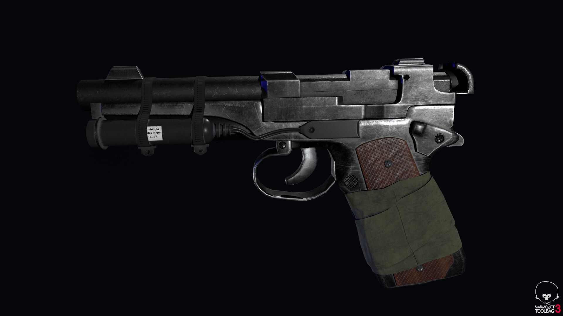 post apocalyptic 9mm pistol Low-poly 3D model_1