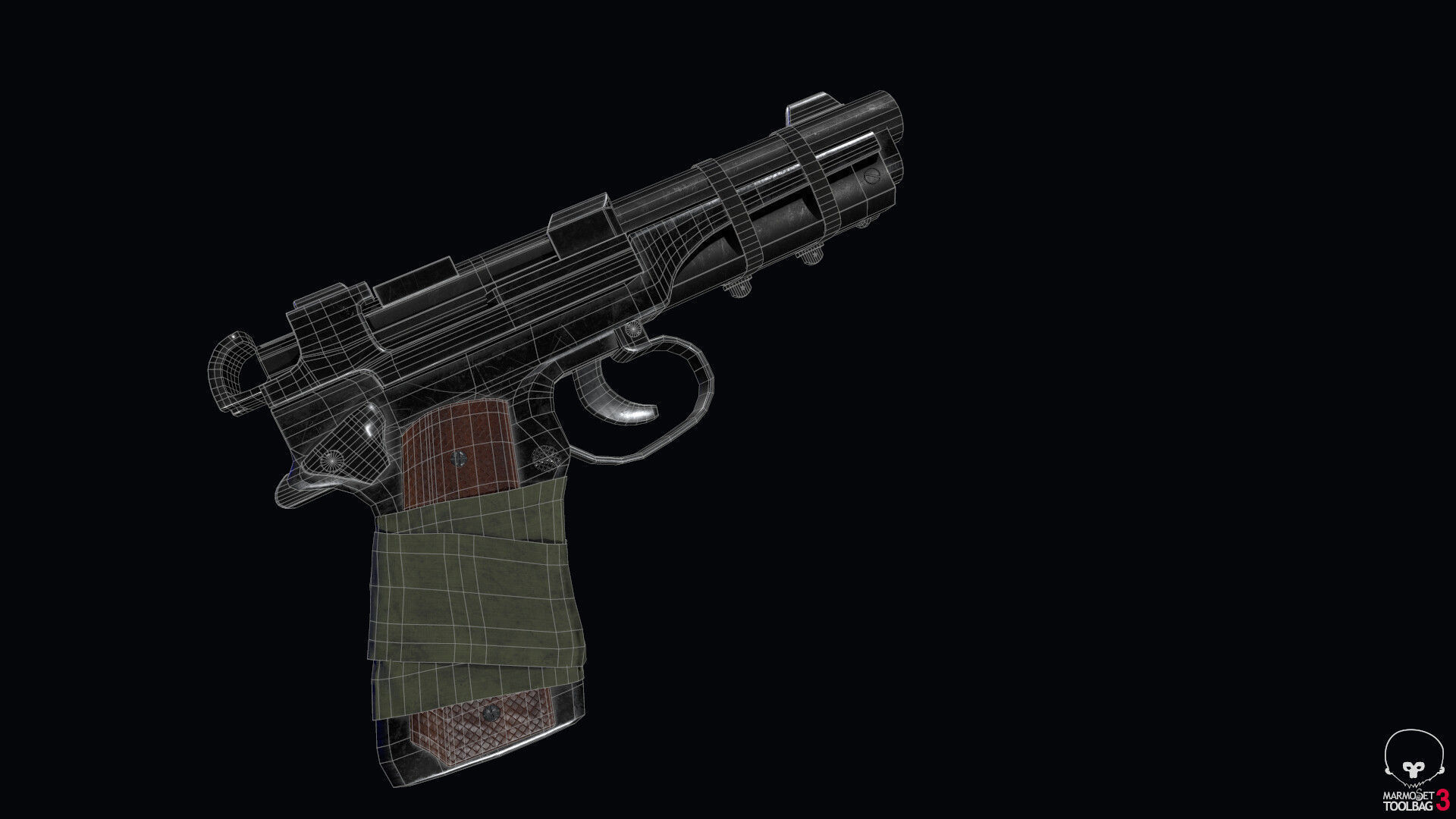 post apocalyptic 9mm pistol Low-poly 3D model_4