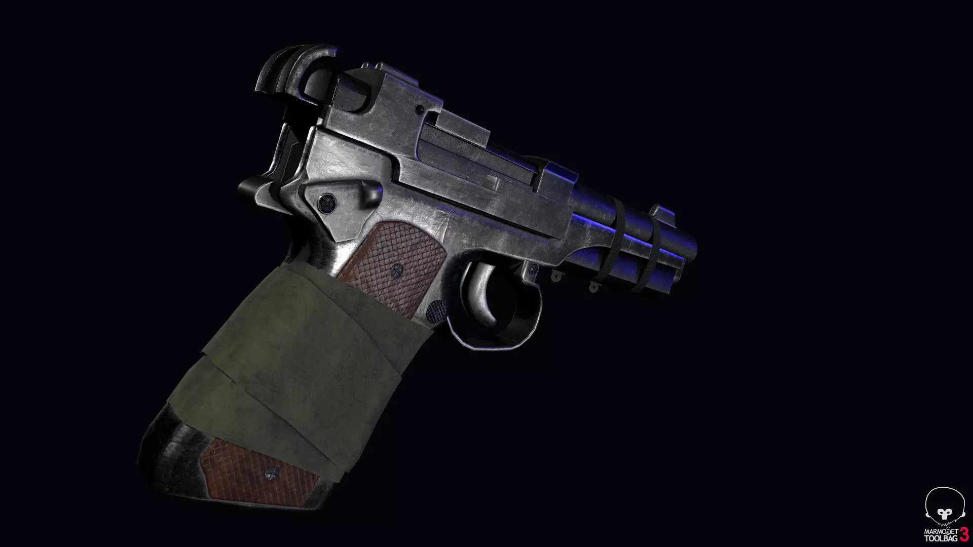 post apocalyptic 9mm pistol Low-poly 3D model_0