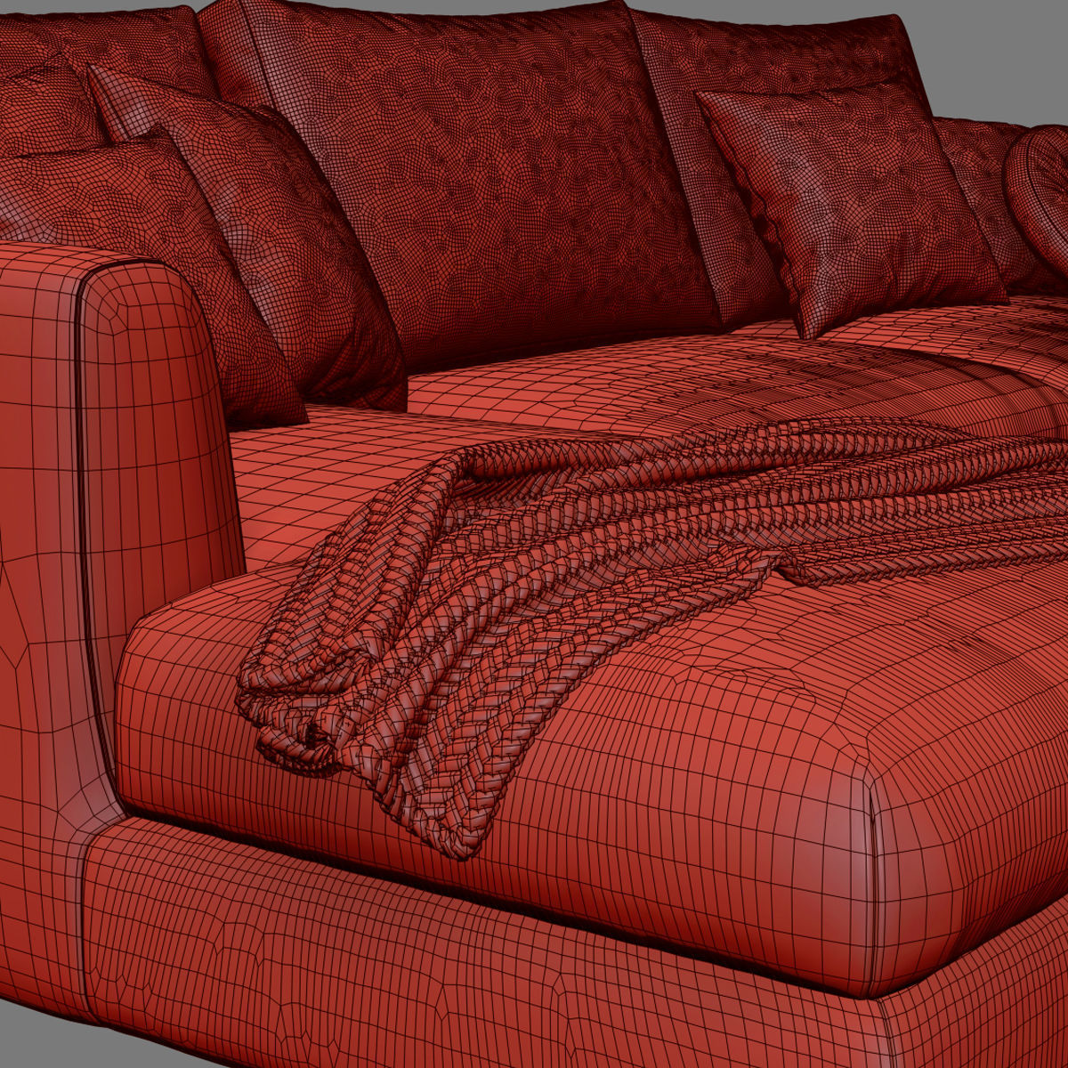 Sofa set 9 sectional with blanket 3D model_40