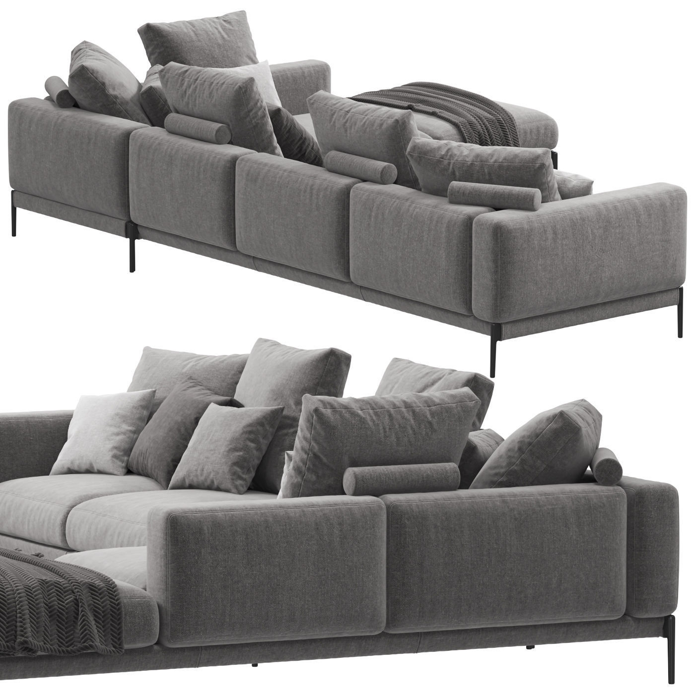 Sofa set 9 sectional with blanket 3D model_54