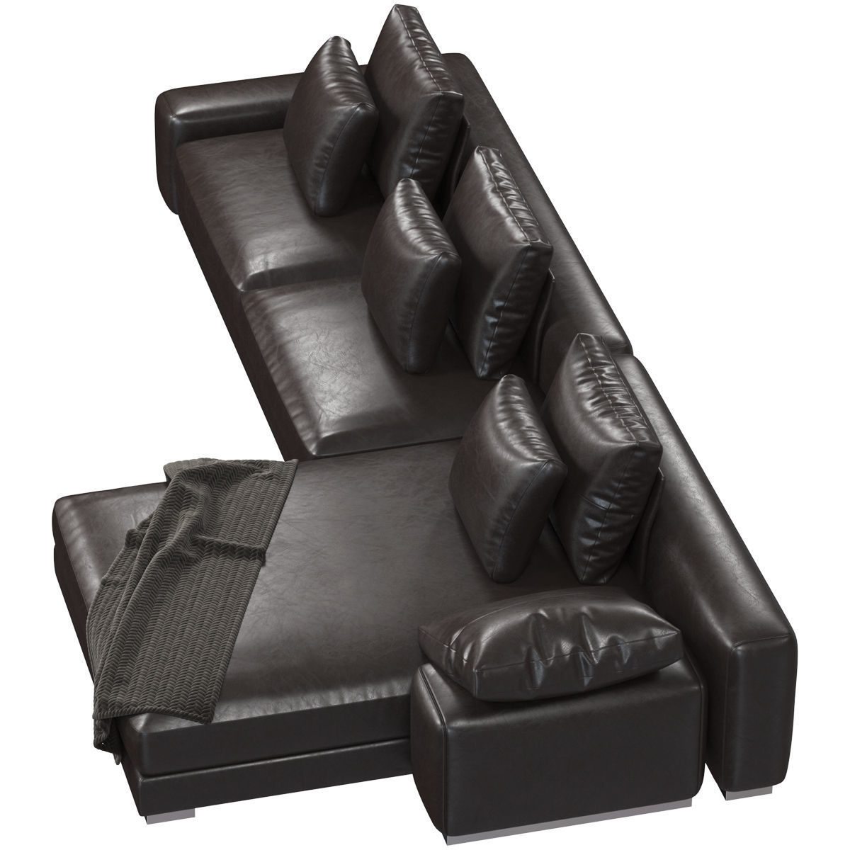 Sofa set 9 sectional with blanket 3D model_10