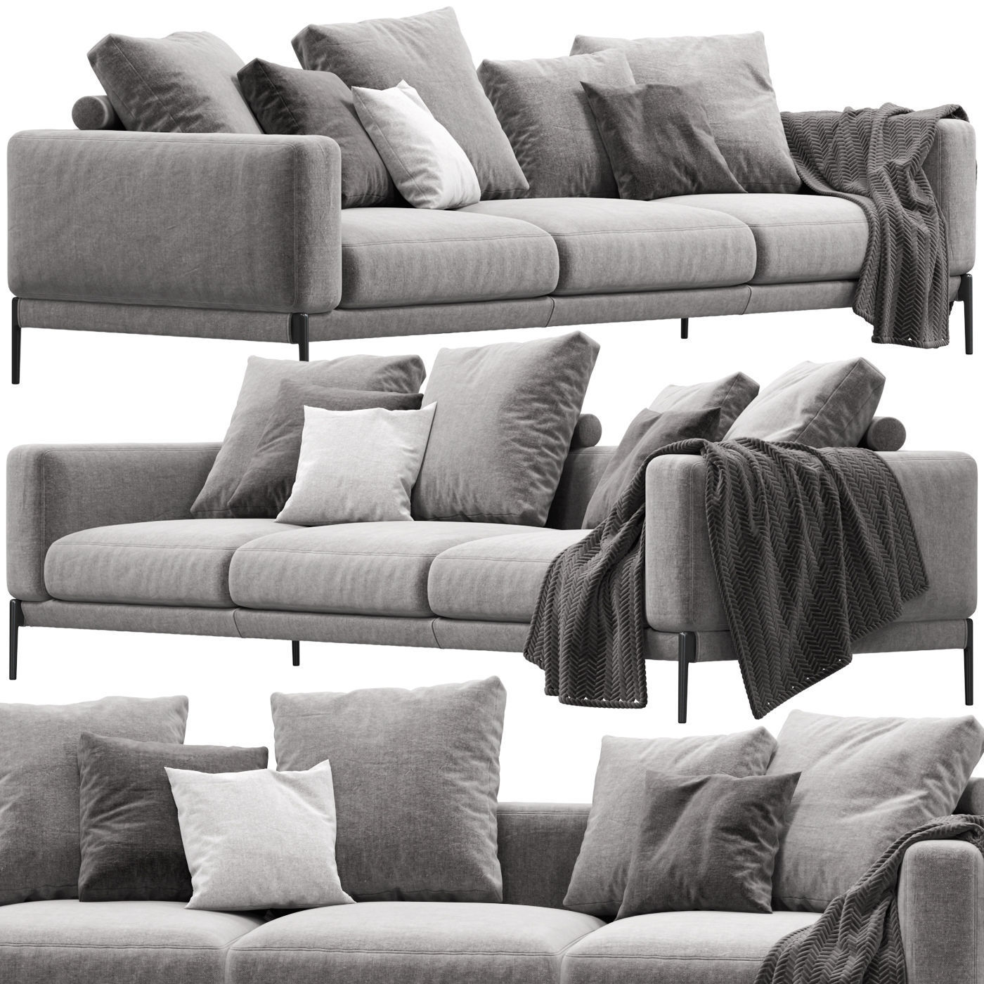 Sofa set 9 sectional with blanket 3D model_49