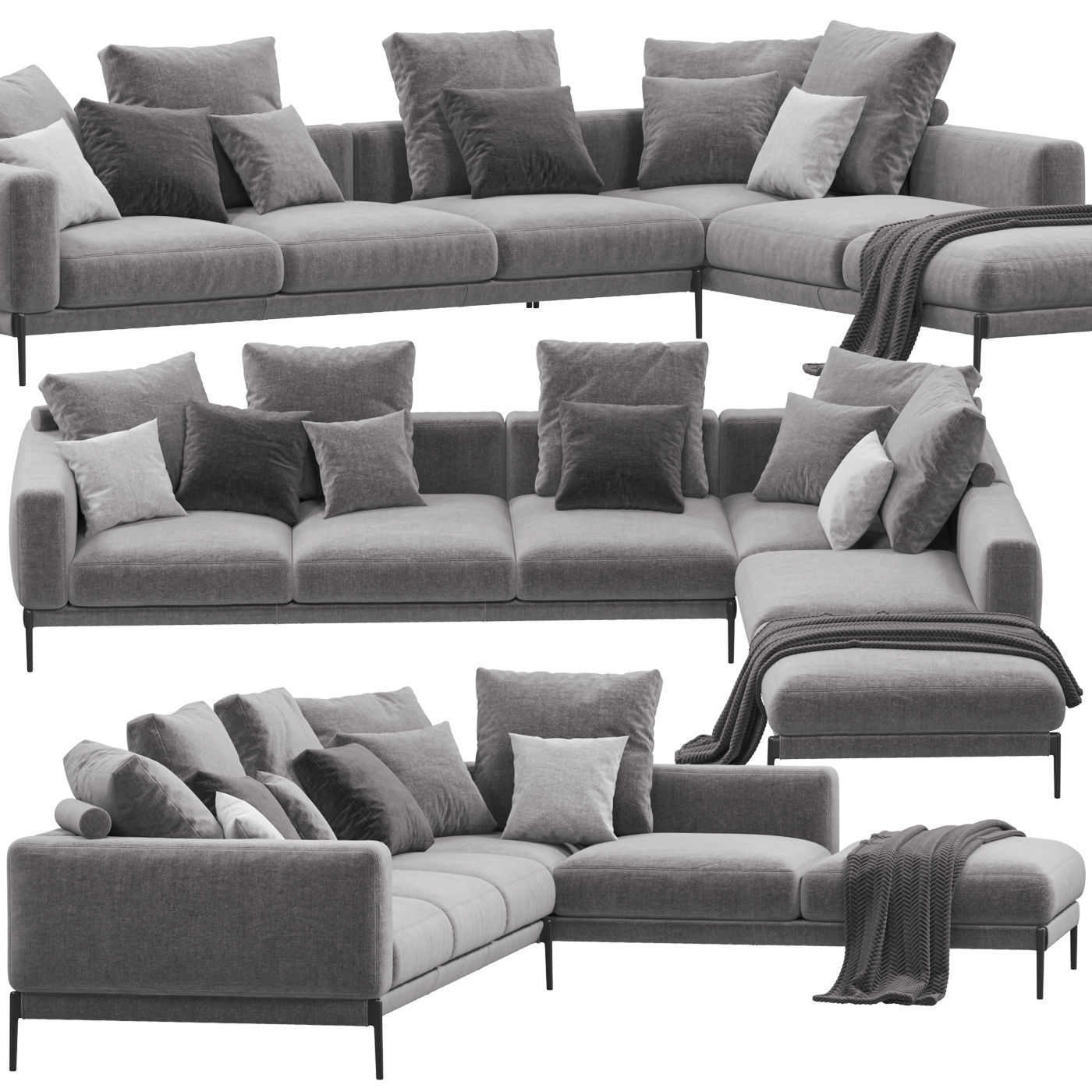Sofa set 9 sectional with blanket 3D model_53