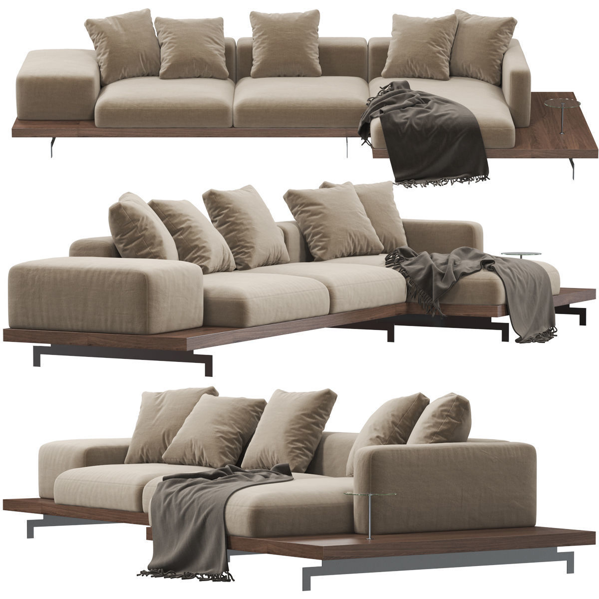 Sofa set 9 sectional with blanket 3D model_3