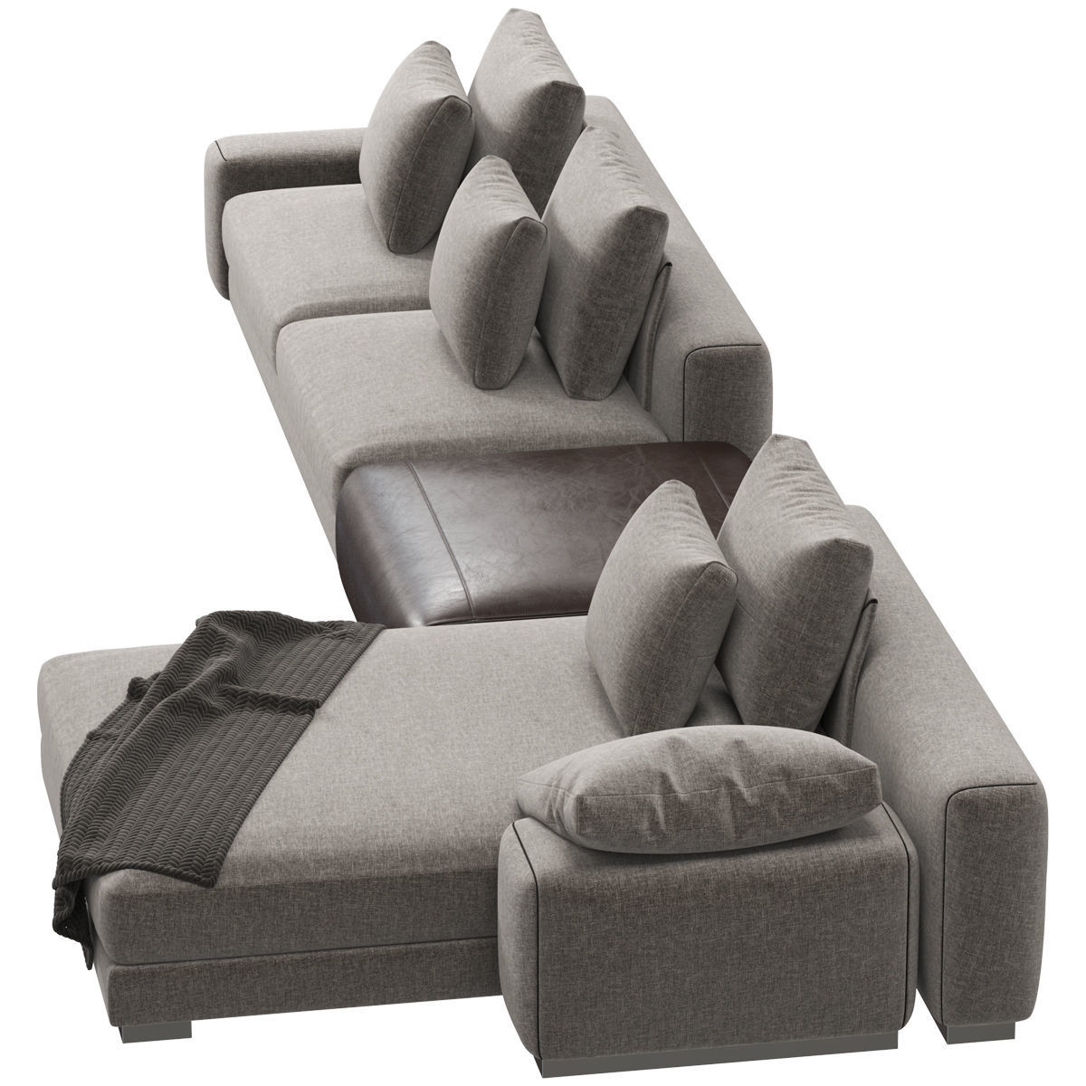 Sofa set 9 sectional with blanket 3D model_9