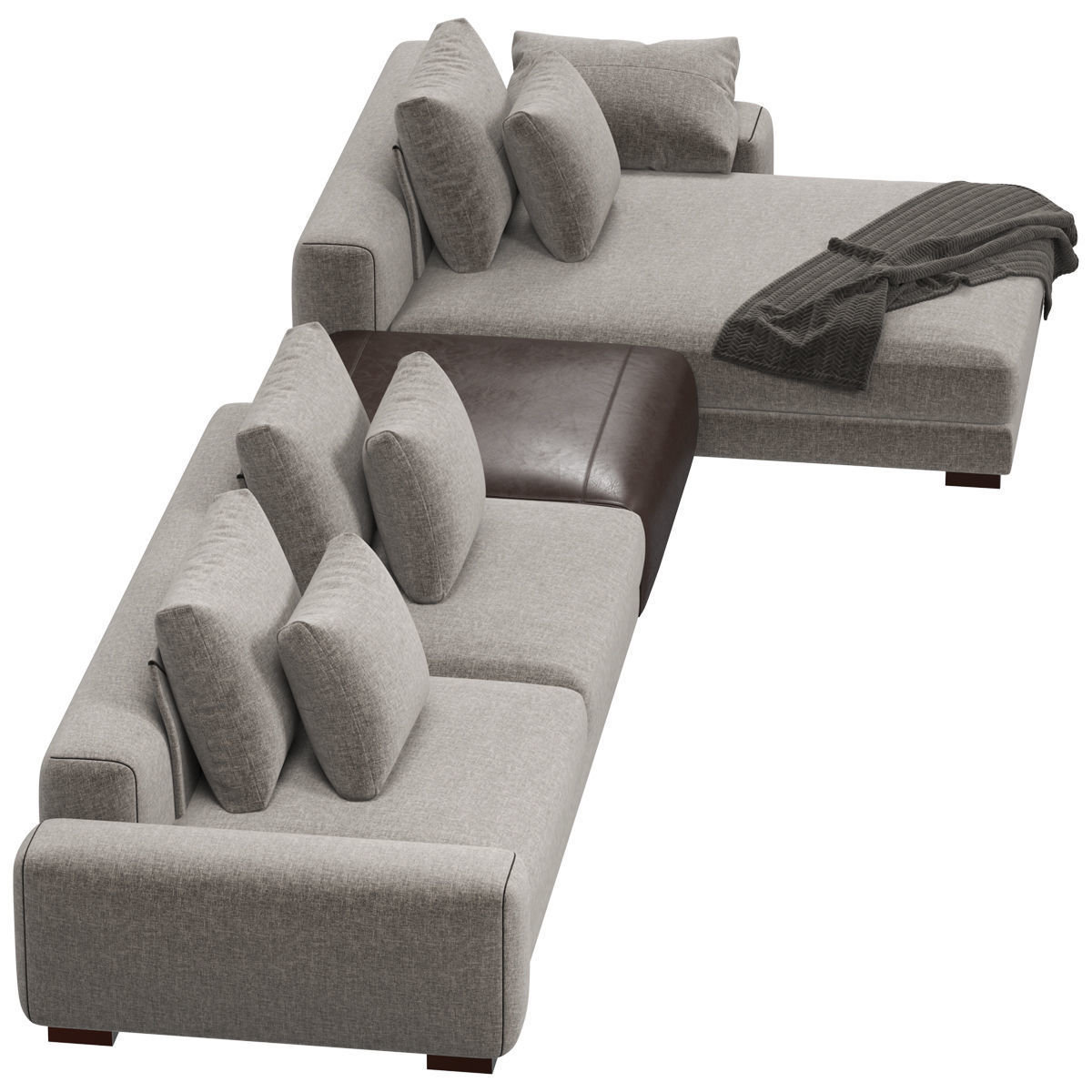 Sofa set 9 sectional with blanket 3D model_5