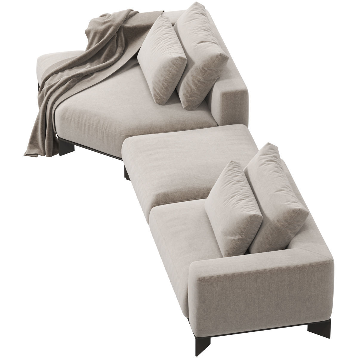 Sofa set 9 sectional with blanket 3D model_8