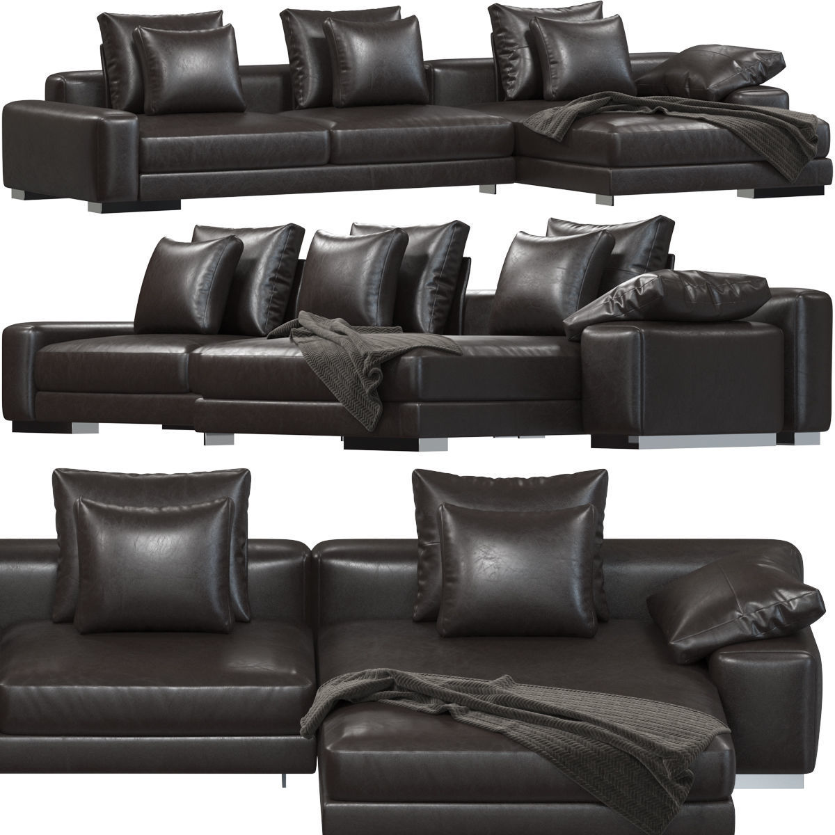 Sofa set 9 sectional with blanket 3D model_1