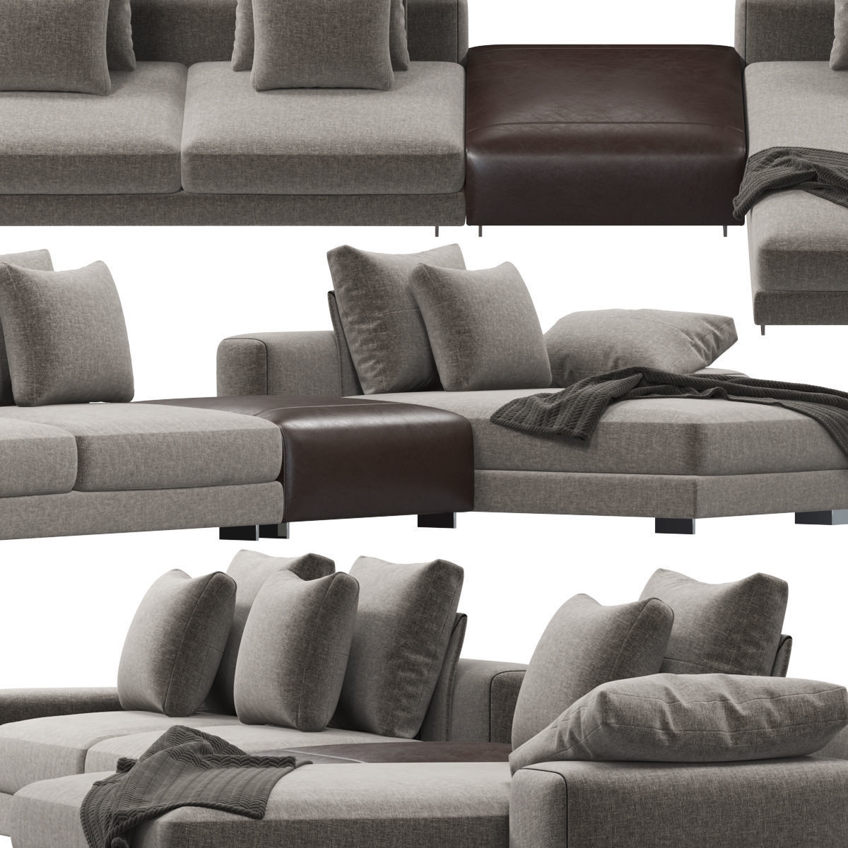 Sofa set 9 sectional with blanket 3D model_17