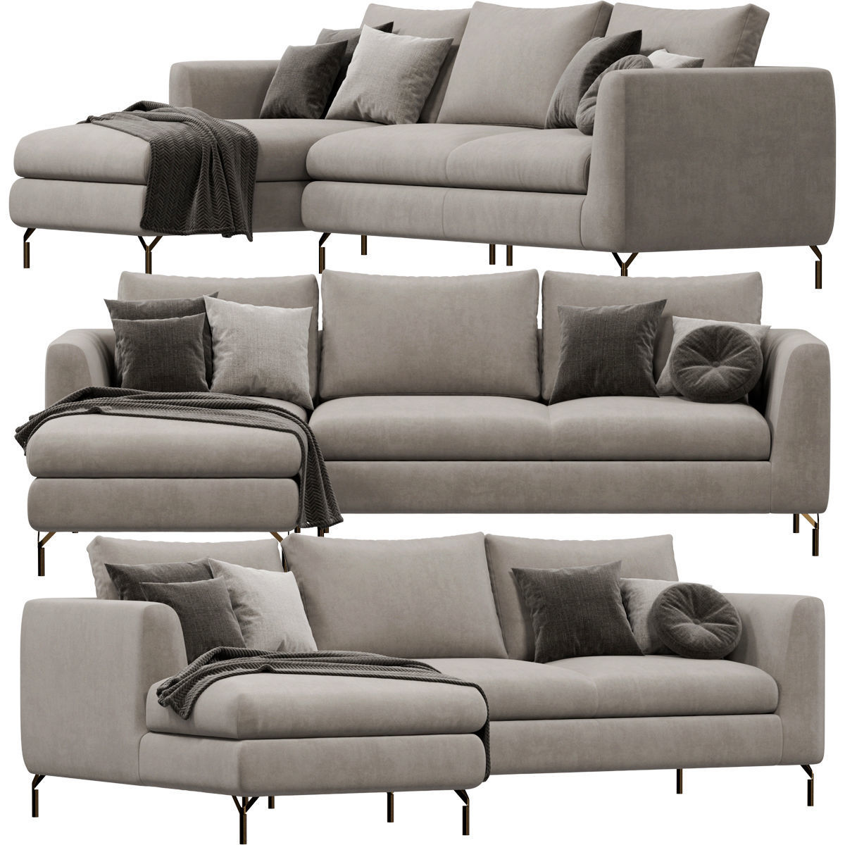 Sofa set 9 sectional with blanket 3D model_42