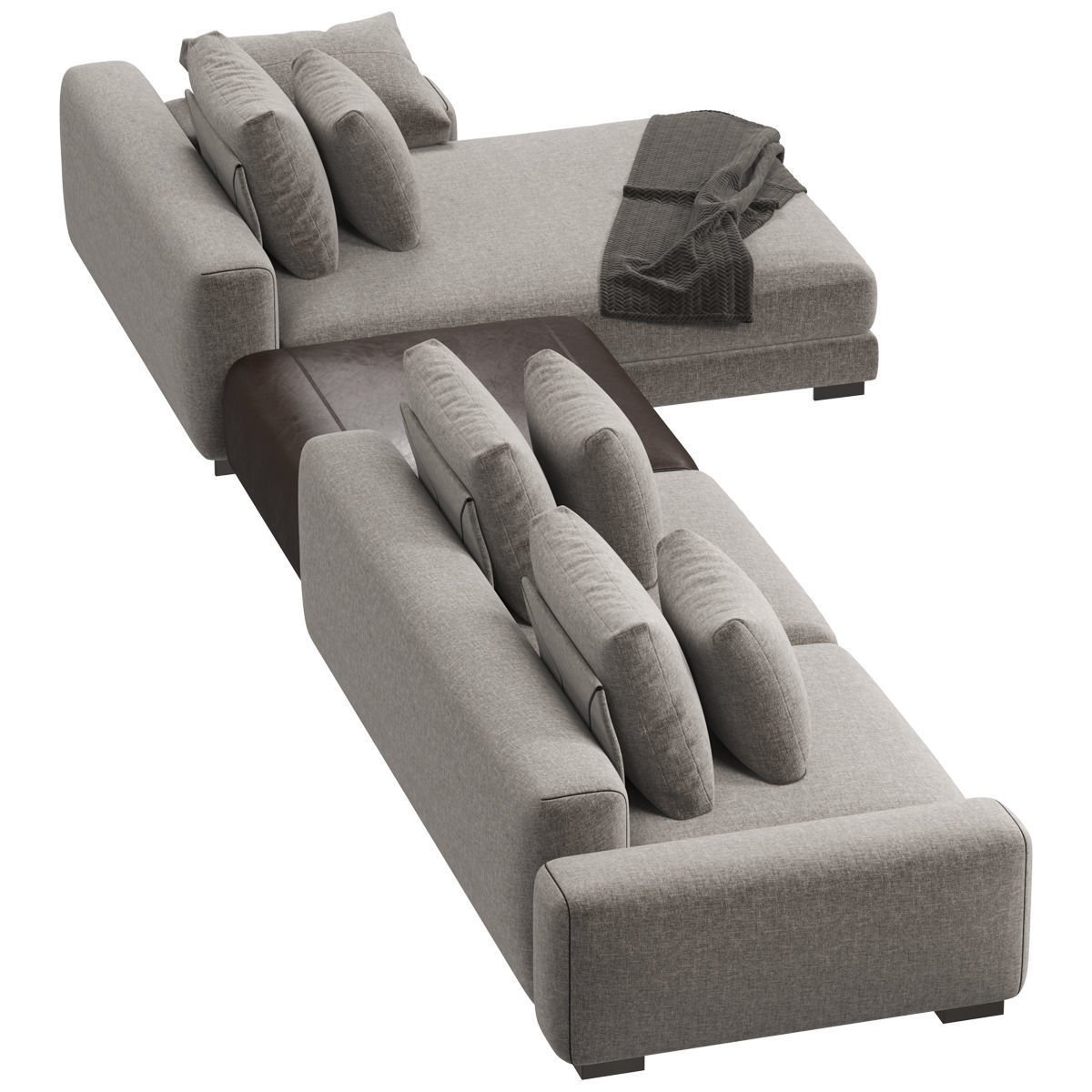 Sofa set 9 sectional with blanket 3D model_13